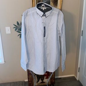 New Very Nice Slate Grey Dress Shirt poke a dots Sz M